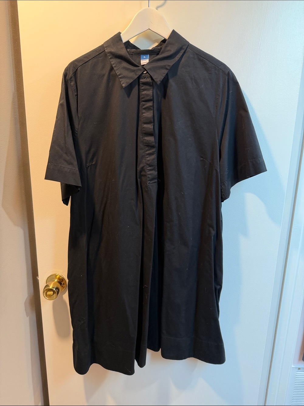 Old Navy Black Short-Sleeve A-Line Shirt Dress